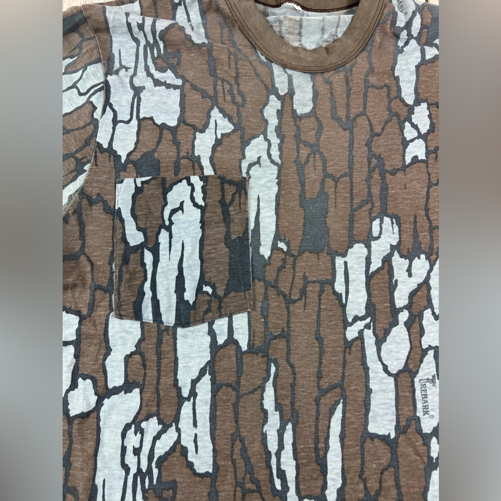 Vintage 80s Camo Trebark Single Stitch Pocket T Shirt Youth Large - Picture 4 of 6